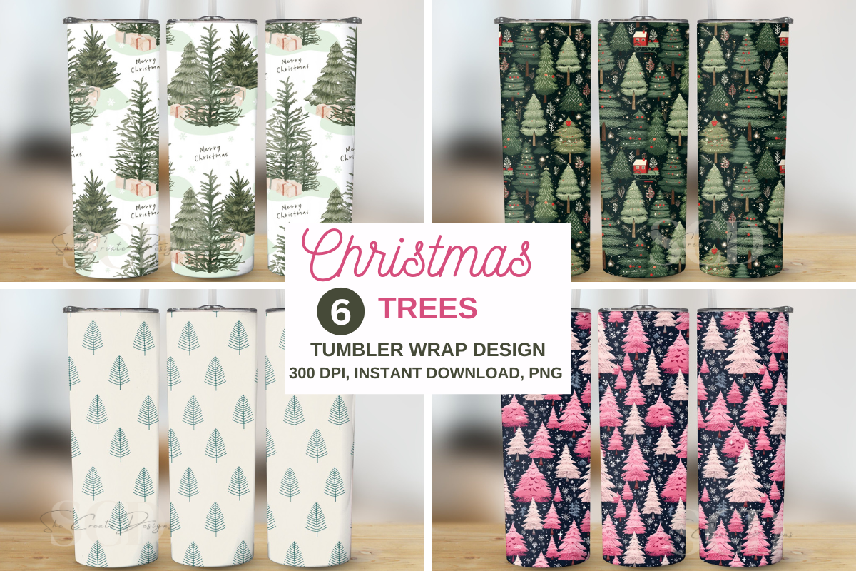 Christmas Tree Tumbler Design Wraps Graphic by melina wester · Creative ...