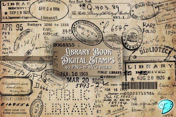 Library Book Digital Stamps PNG & SVG