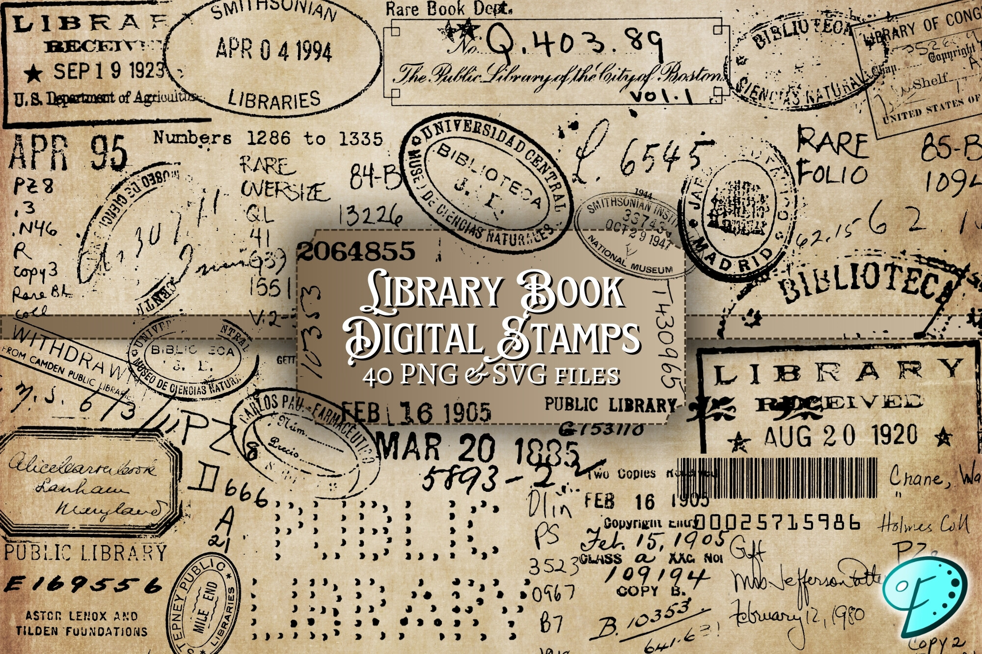Library Book Digital Stamps PNG & SVG