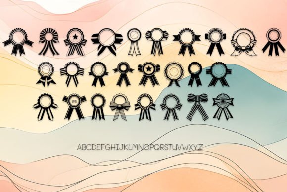 Ribbon Badge Font PNG with transparent background - Preview 1