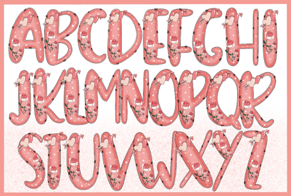 Rose Valentines Font PNG with transparent background - Preview 1