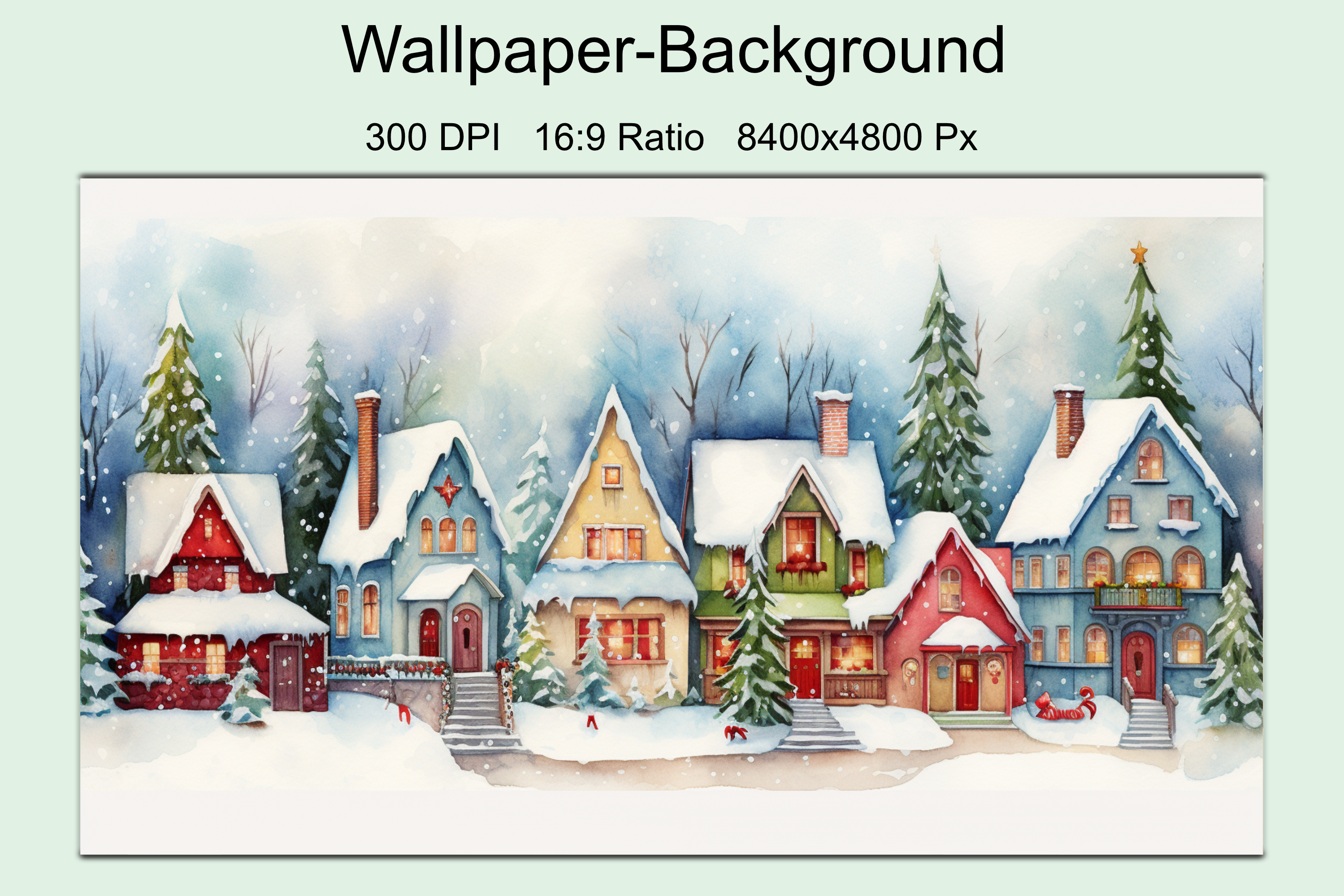 Watercolor Colorful Christmas Village Graphic by StellarMockups ...