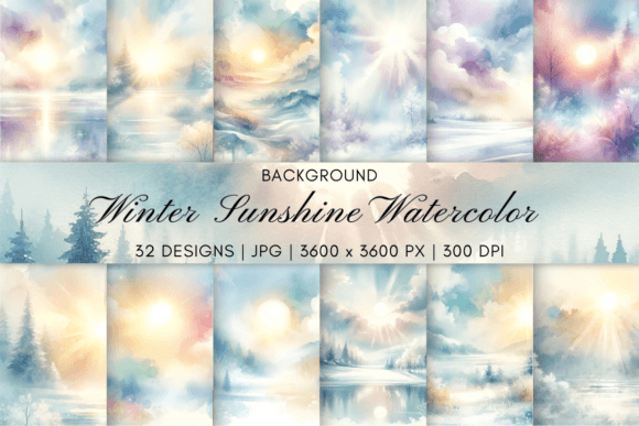Winter Sunshine Watercolor Background