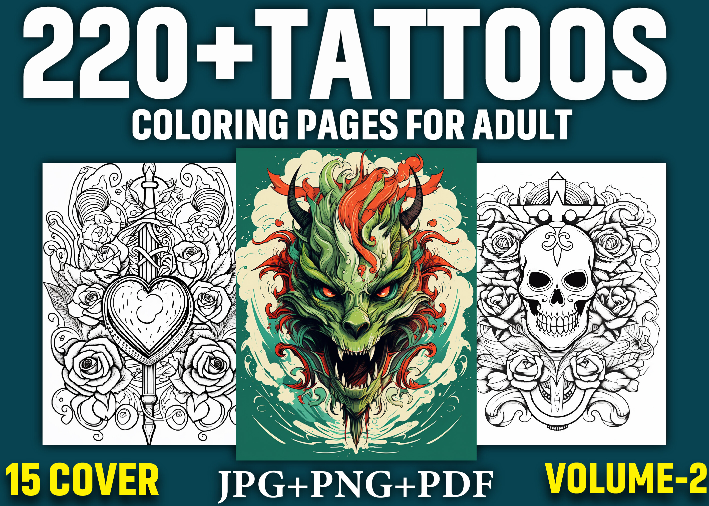 220+ Tattoos Coloring Pages for Adults