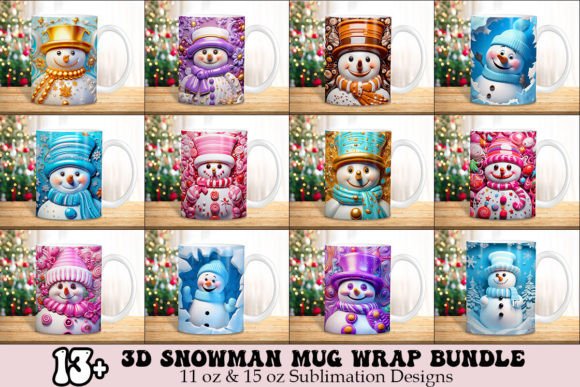 3D Snowman Christmas Mug Wrap Bundle