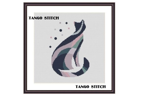 Black Cat Silhouette Abstract Art Design