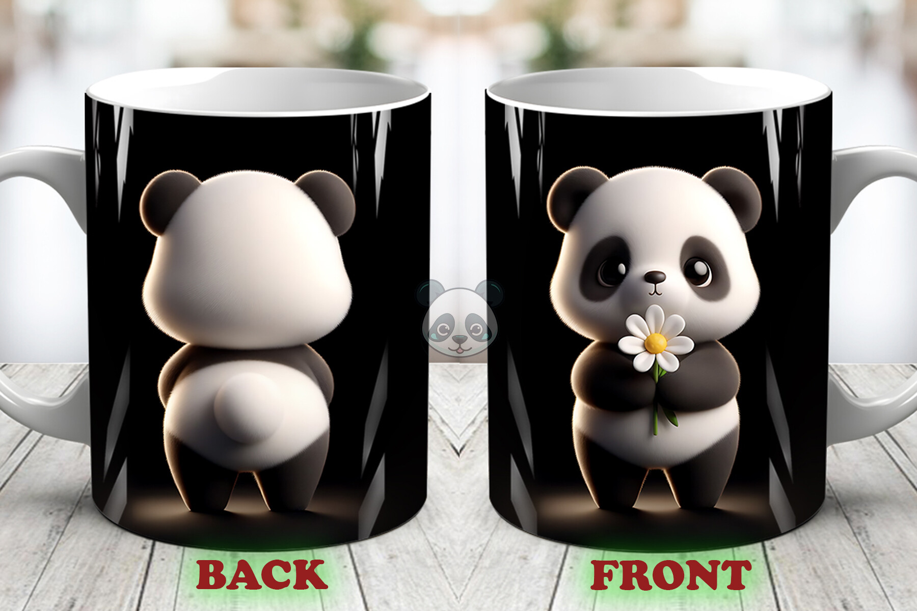 Cute Panda Both Side 3D Mug Wrap Set Graphic by Pandastic · Creative ...