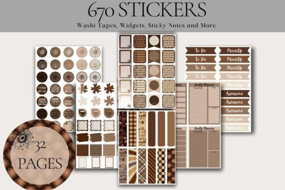 Digital Planner Sticker Bundle Coffee