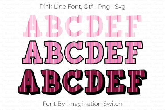 Pink Line Font PNG with transparent background - Preview 1
