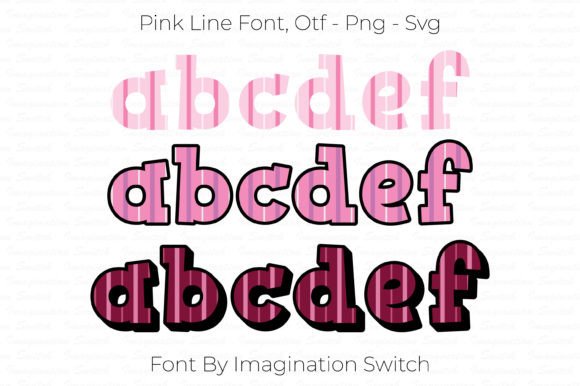 Pink Line Font PNG with transparent background - Preview 2