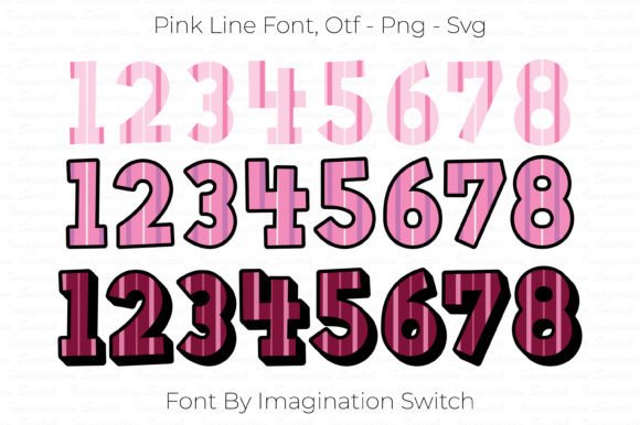 Pink Line Font PNG with transparent background - Preview 3