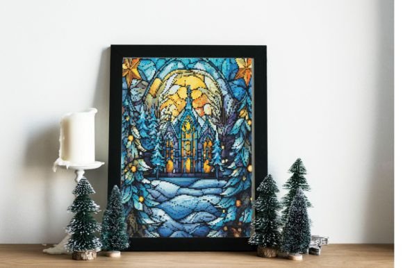Stained Glass Church in Winter Pattern