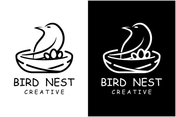 Bird and Nest Logo Vector