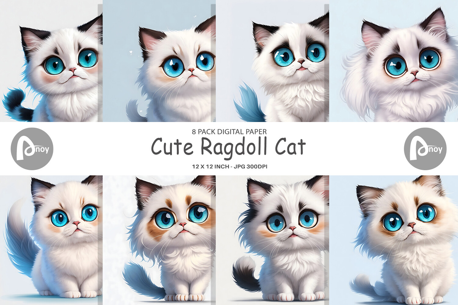 Digital Paper Cute Ragdoll Cat Graphic by Artnoy · Creative Fabrica