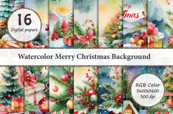 Watercolor Merry Christmas Background