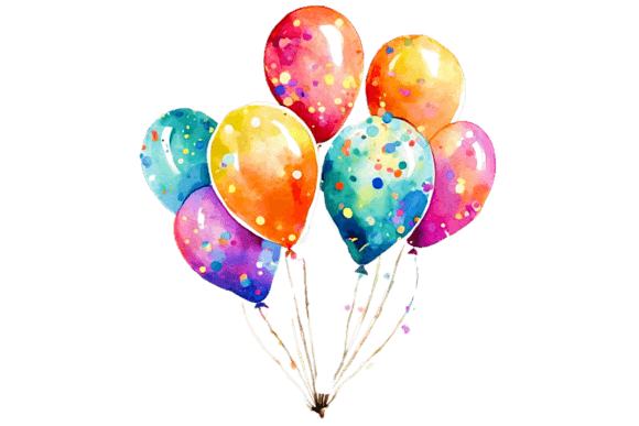 Birthday Ballons PNG Graphic