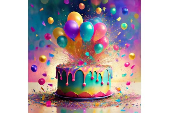 Bright Birthday Cake Background