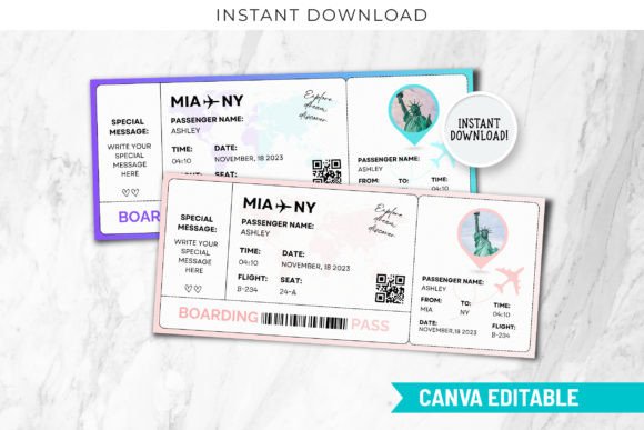 New York Boarding Pass Customizable PDF