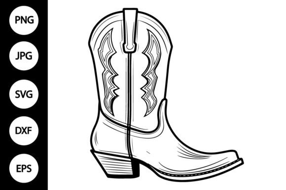 Outline Cowboy Boot SVG, Coloring Page Graphic Crafts By MYDIGITALART13