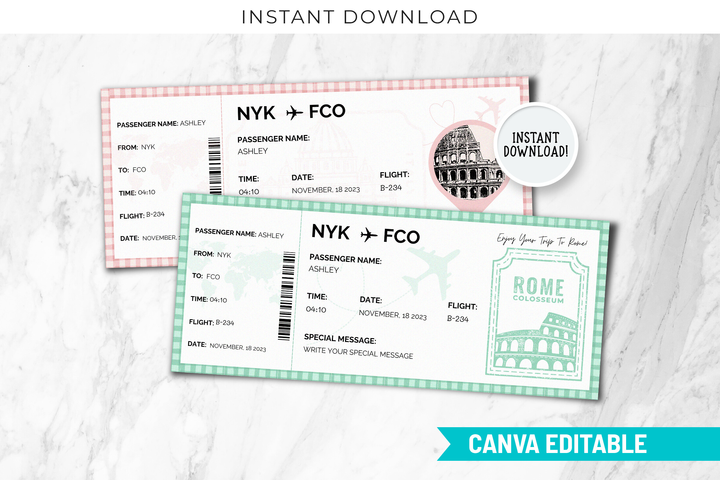 Rome Boarding Pass Templates