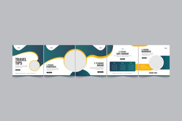 Set Of Instagram Carousel For Travels Graphics