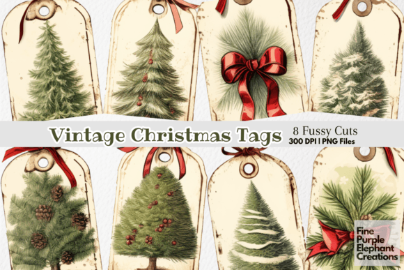 Antique Christmas Tags Junk Fussy Cuts