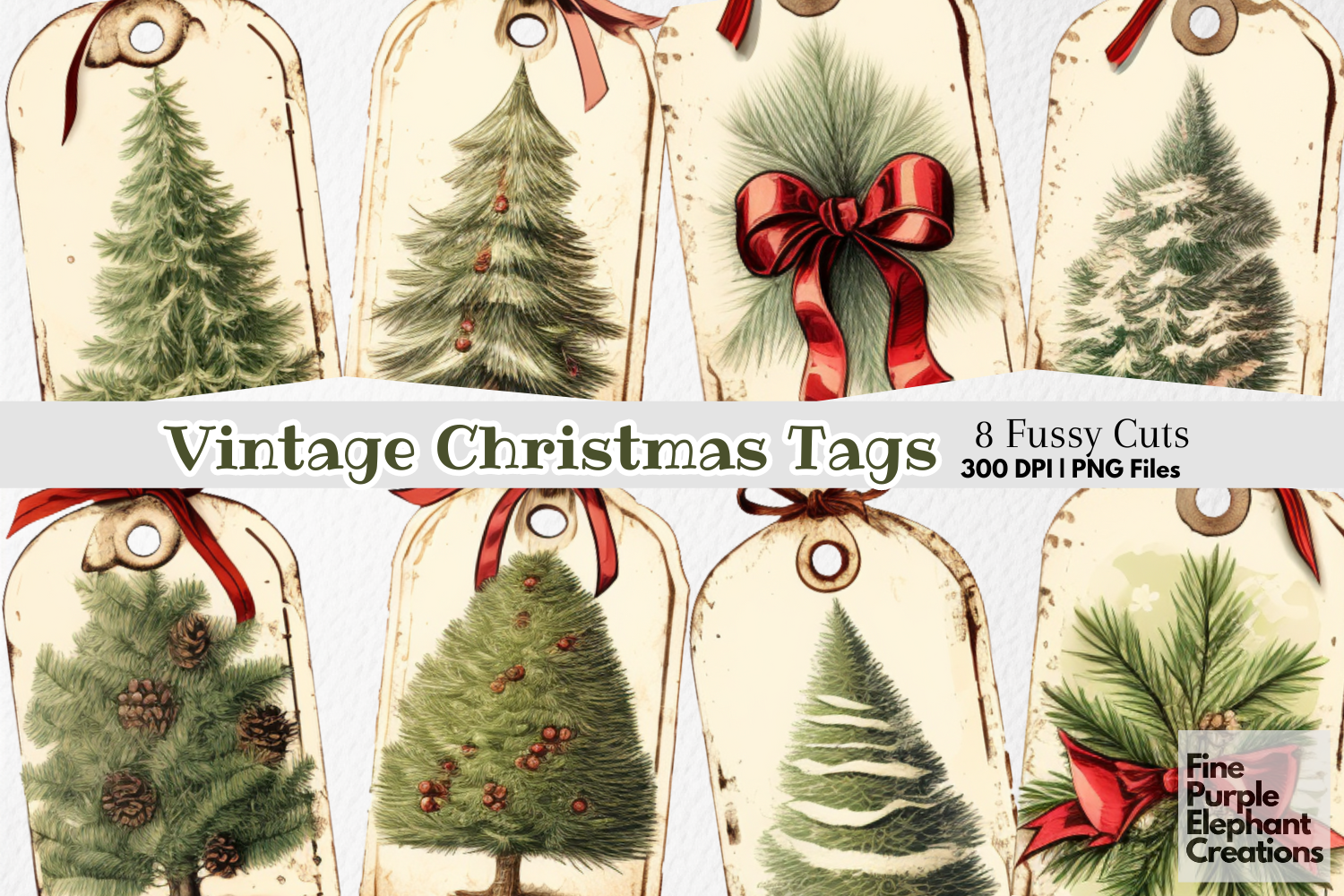 Antique Christmas Tags Junk Fussy Cuts