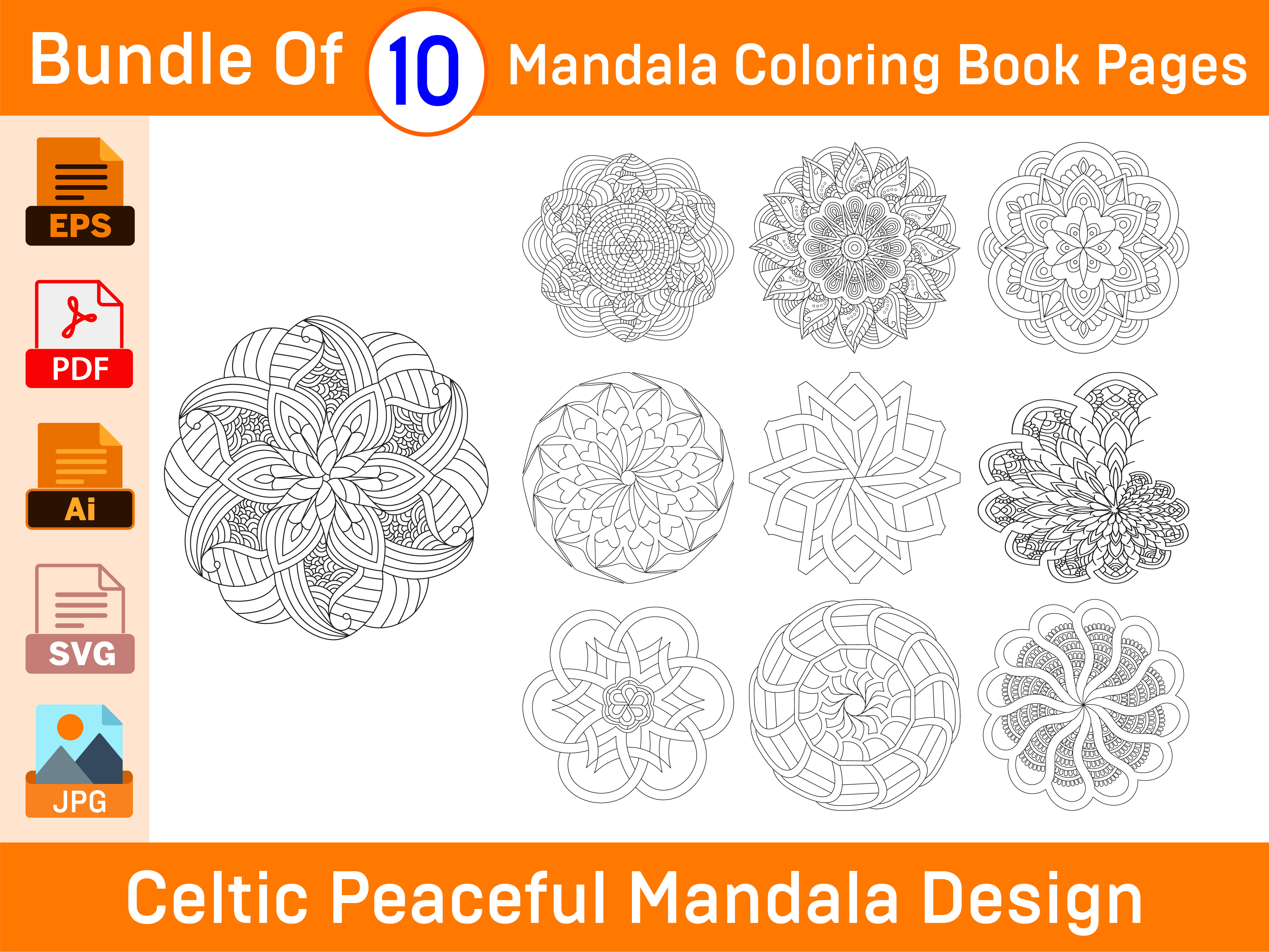 Bundle of 10 Celtic Peaceful Mandala
