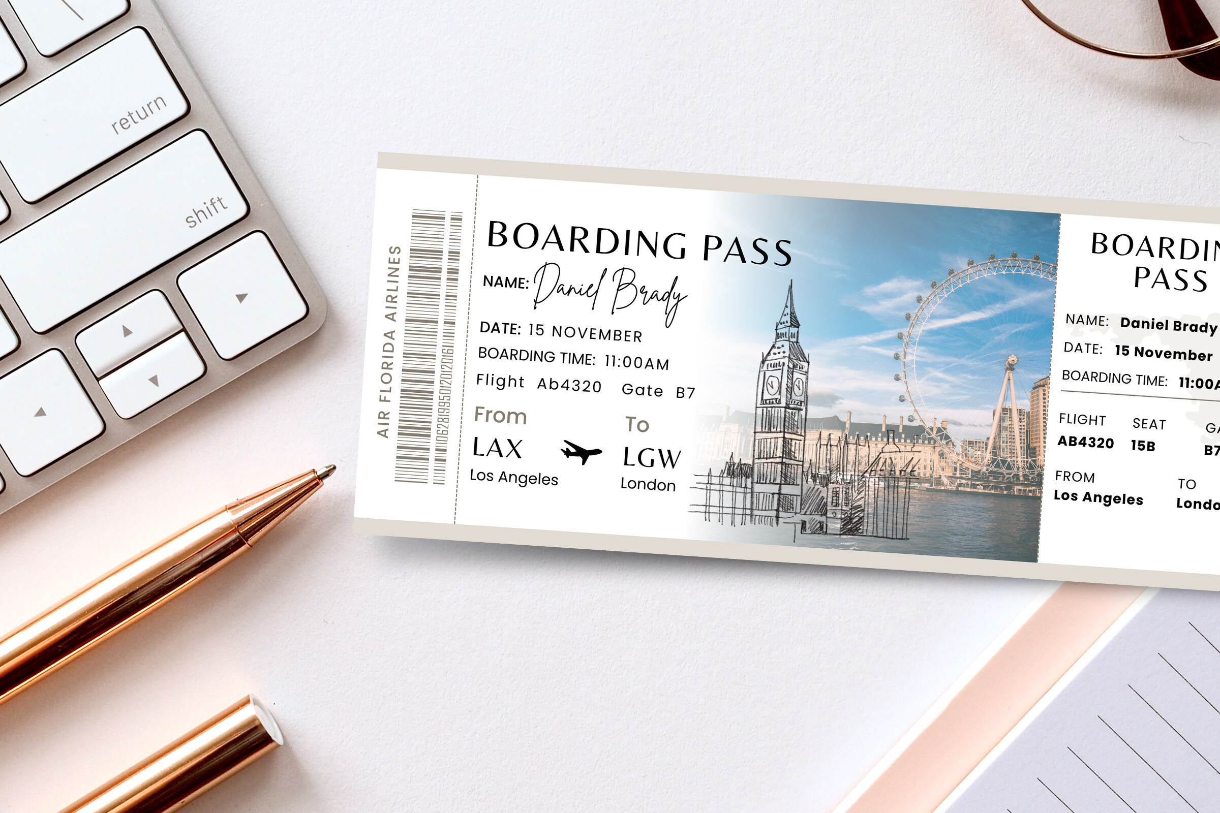 Editable London Boarding Pass Canva