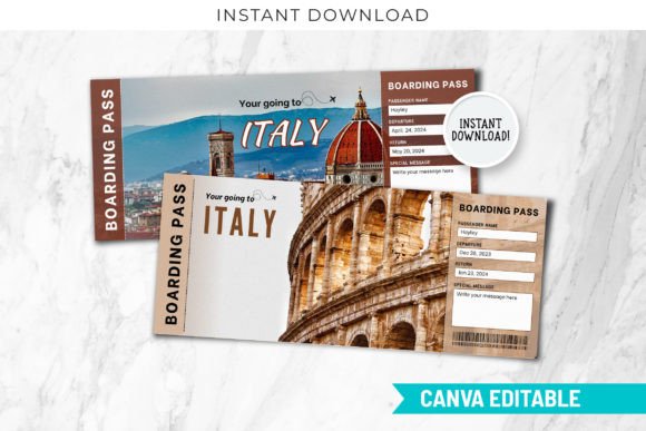 ITALY Surprise Trip Gift Canva Ticket