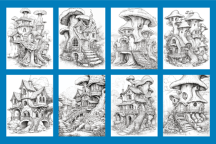 200 Fantasy Fairy Homes Coloring Pages Graphic by Printable Crafts ...