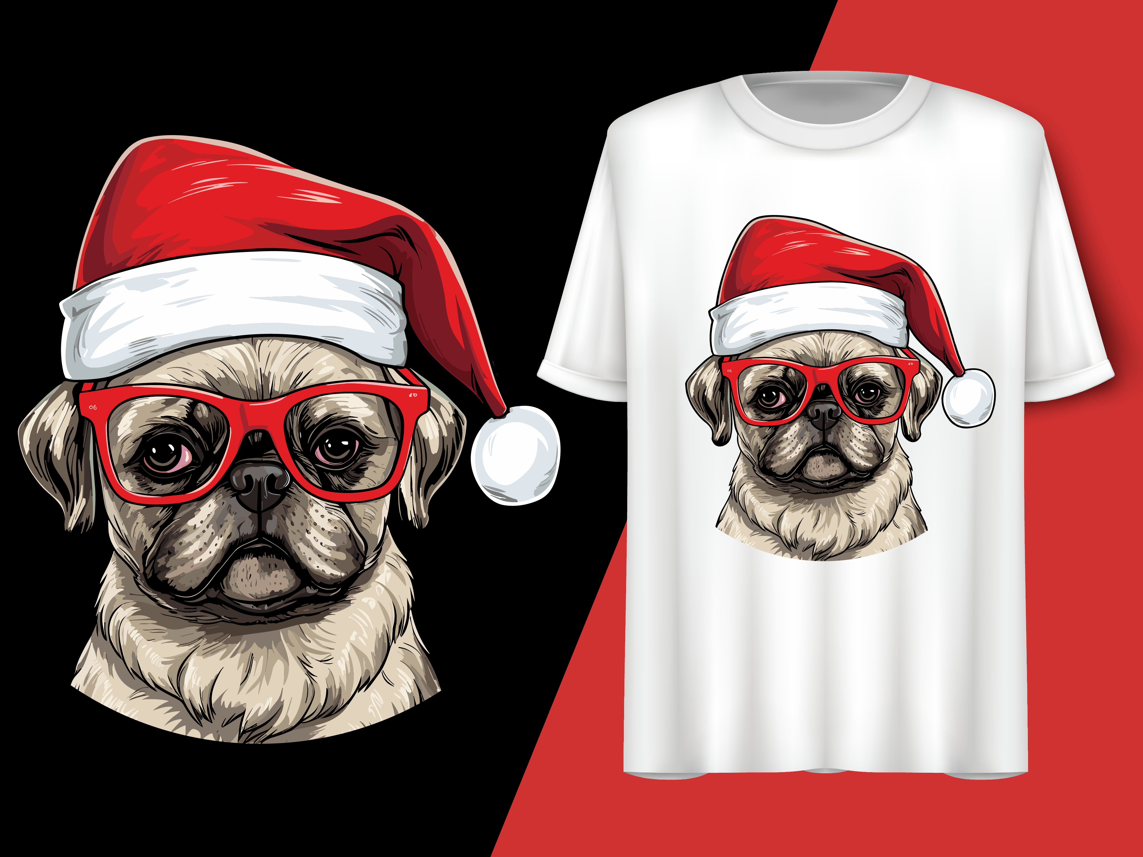 Christmas Pug Dog Wearing Santa Hat. Graphic by Trendy Creative ...