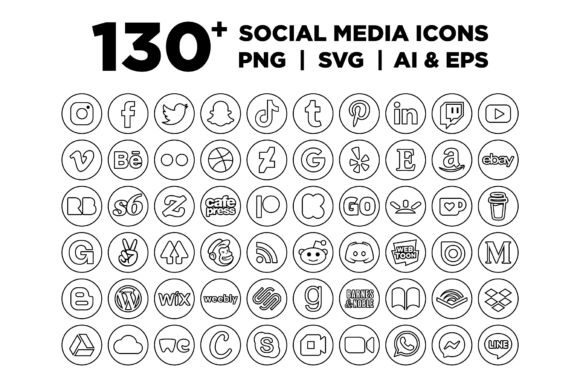 Circle Minimalist Outline Social Icons