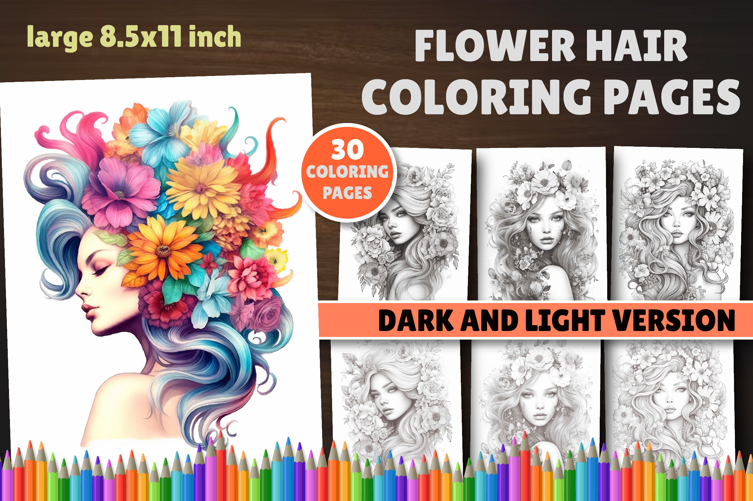 Flower Hair Coloring Book