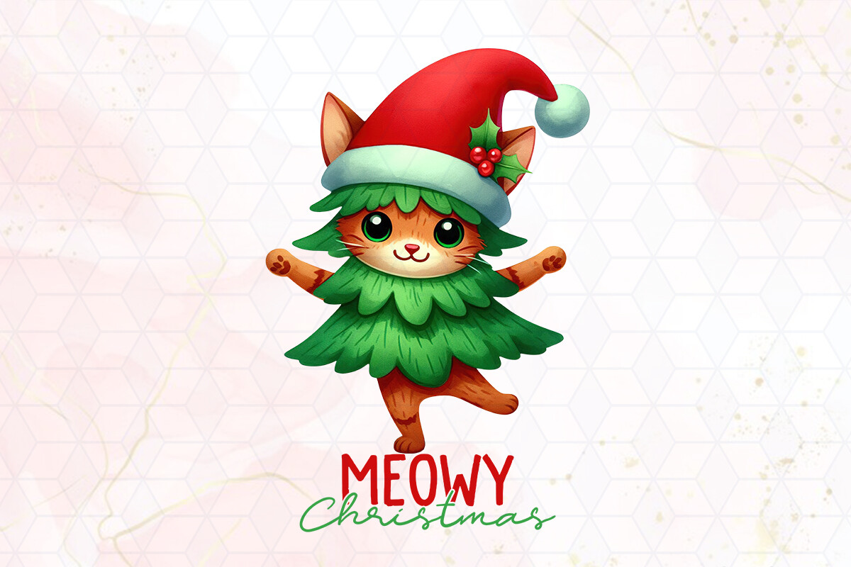 Meowy Christmas Sublimation Clipart PNG Graphic by Little Lady Design ...