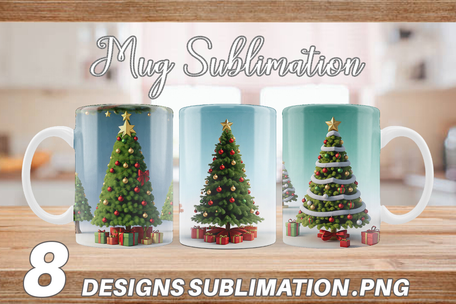 Mug Wrap 3D Tree Christmas Graphic by Artnoy · Creative Fabrica