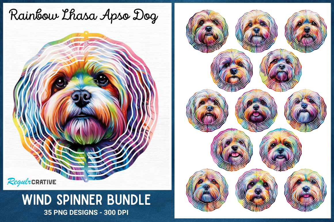 Rainbow Lhasa Apso Dog Wind Spinner Graphic by Regulrcrative · Creative ...