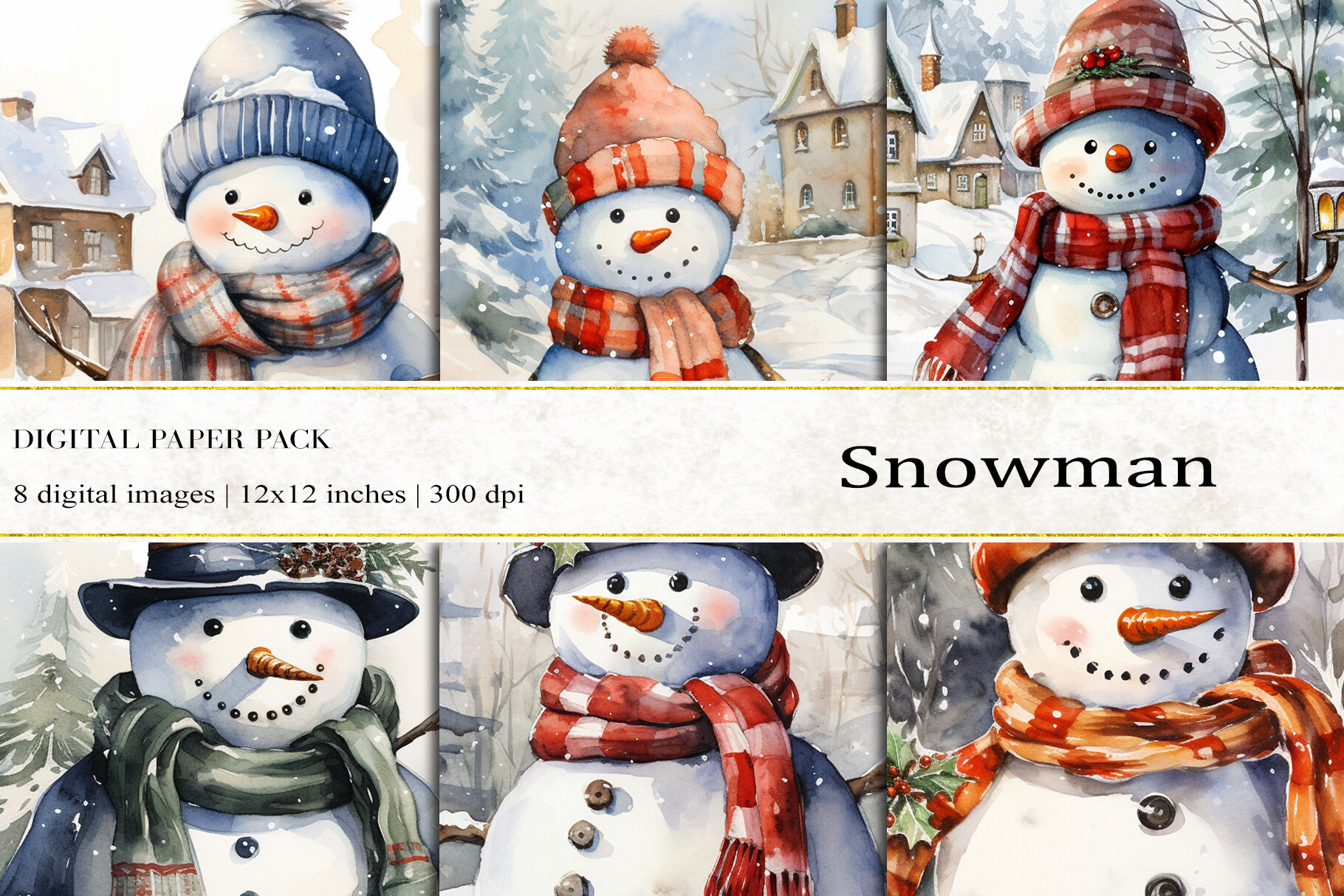 Snowman Digital Papers Graphic by BonaDesigns · Creative Fabrica