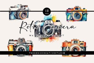 Watercolor Retro Camera PNG Clipart Graphic by thegeniecreativestudio ...