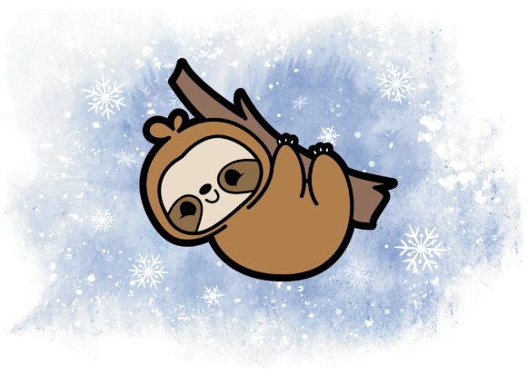 Kawaii Hanging Sloth Graphic Illustrations By Giulia Bellio