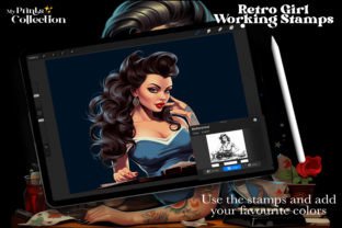 100+ Procreate Retro Girl Working Stamps Graphic by myprintscollection ...