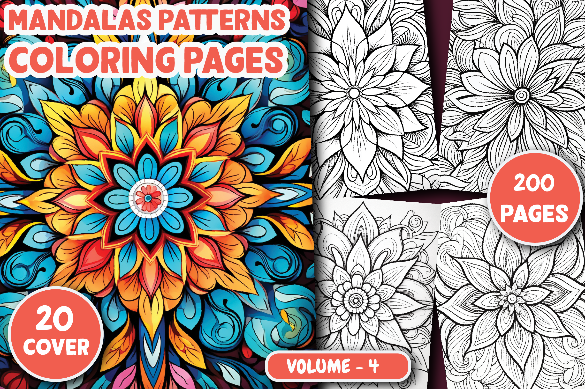 200 Mandalas Patterns Coloring Pages
