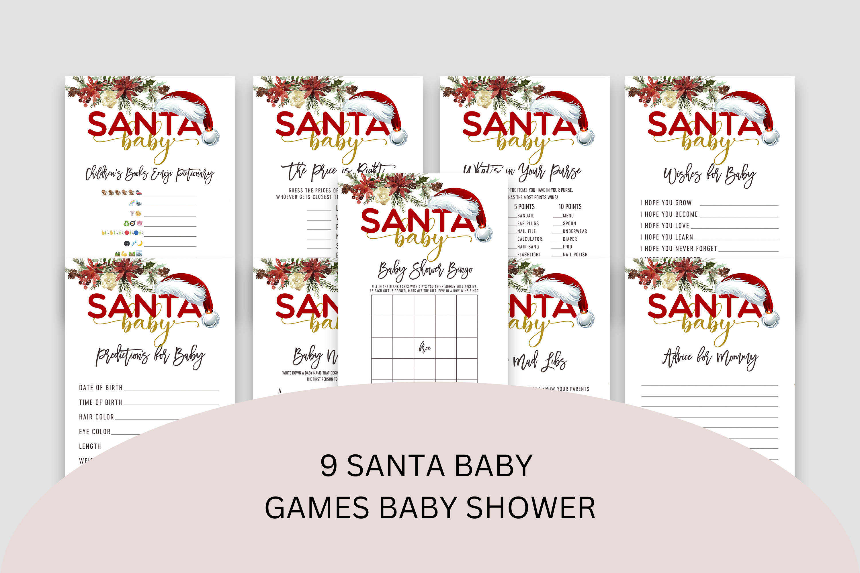 Christmas SANTA BABY Games Baby Shower