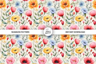 Colorful Watercolor Flower Digital Paper Graphic by Pattern Universe ...