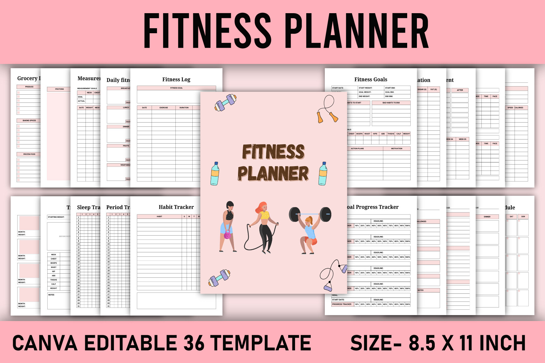 Fitness Planner Canva Template KDP Graphic by KDP GALLERY · Creative Fabrica