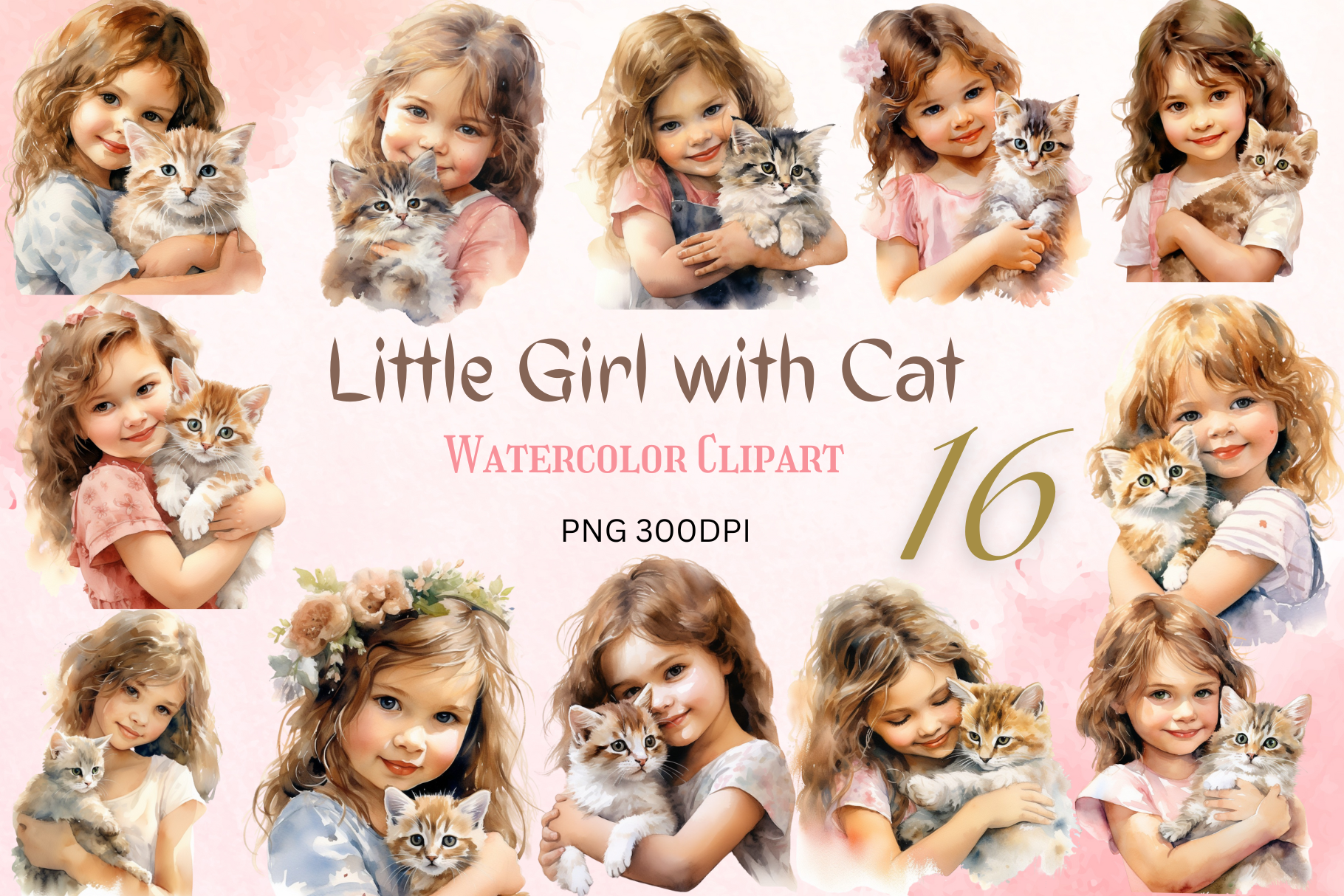 Little Girl with Cat Clipart Sublimation Graphic by DreamyDesignsCoIN ...