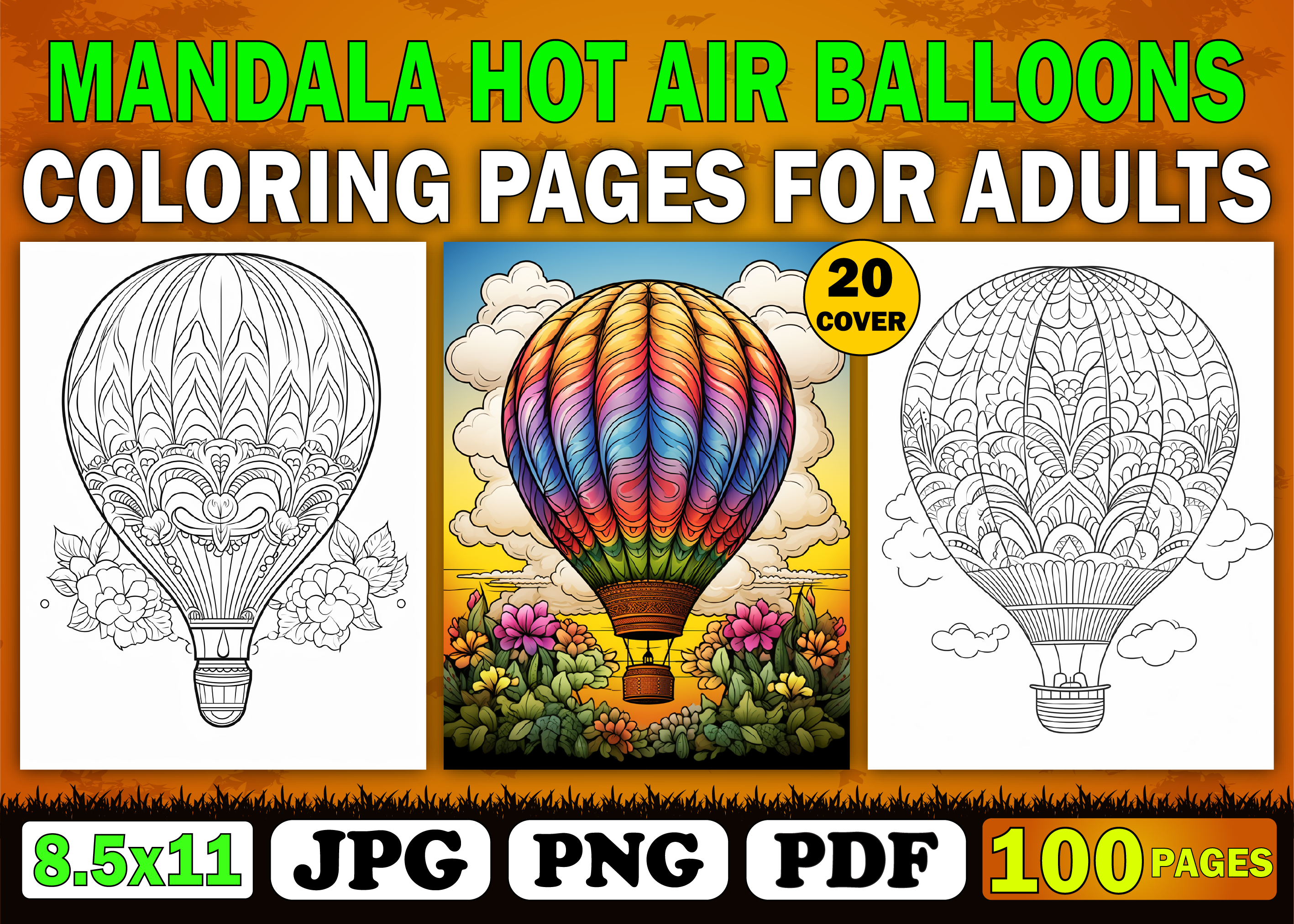 Mandala Hot Air Balloon Coloring Pages