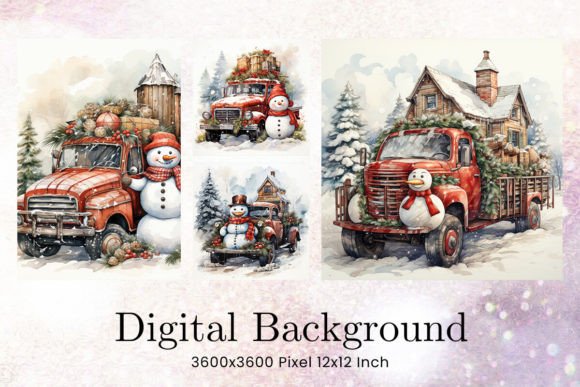 Snowman Classic Car Christmas Background