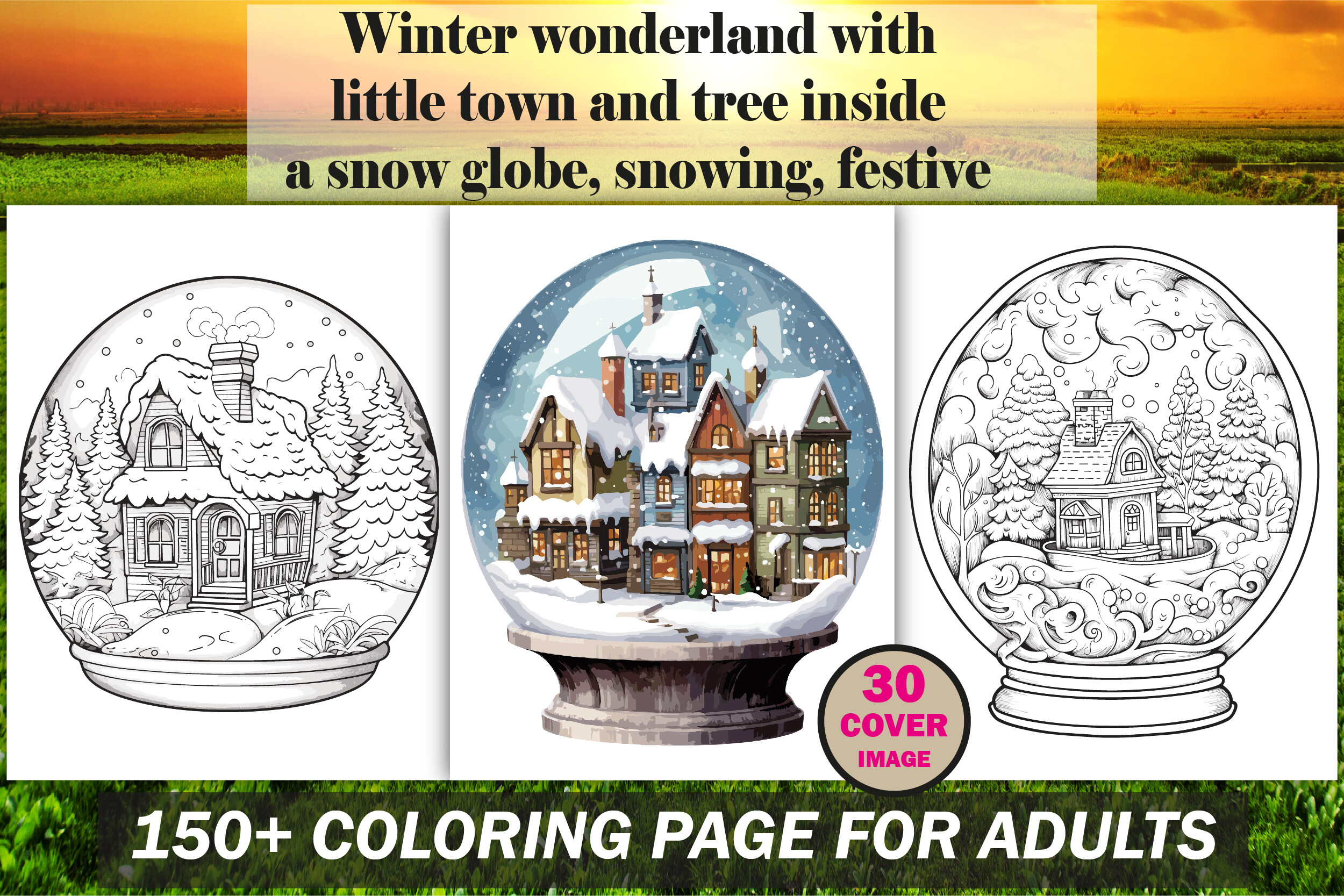 Winter with Little Town Coloring Book