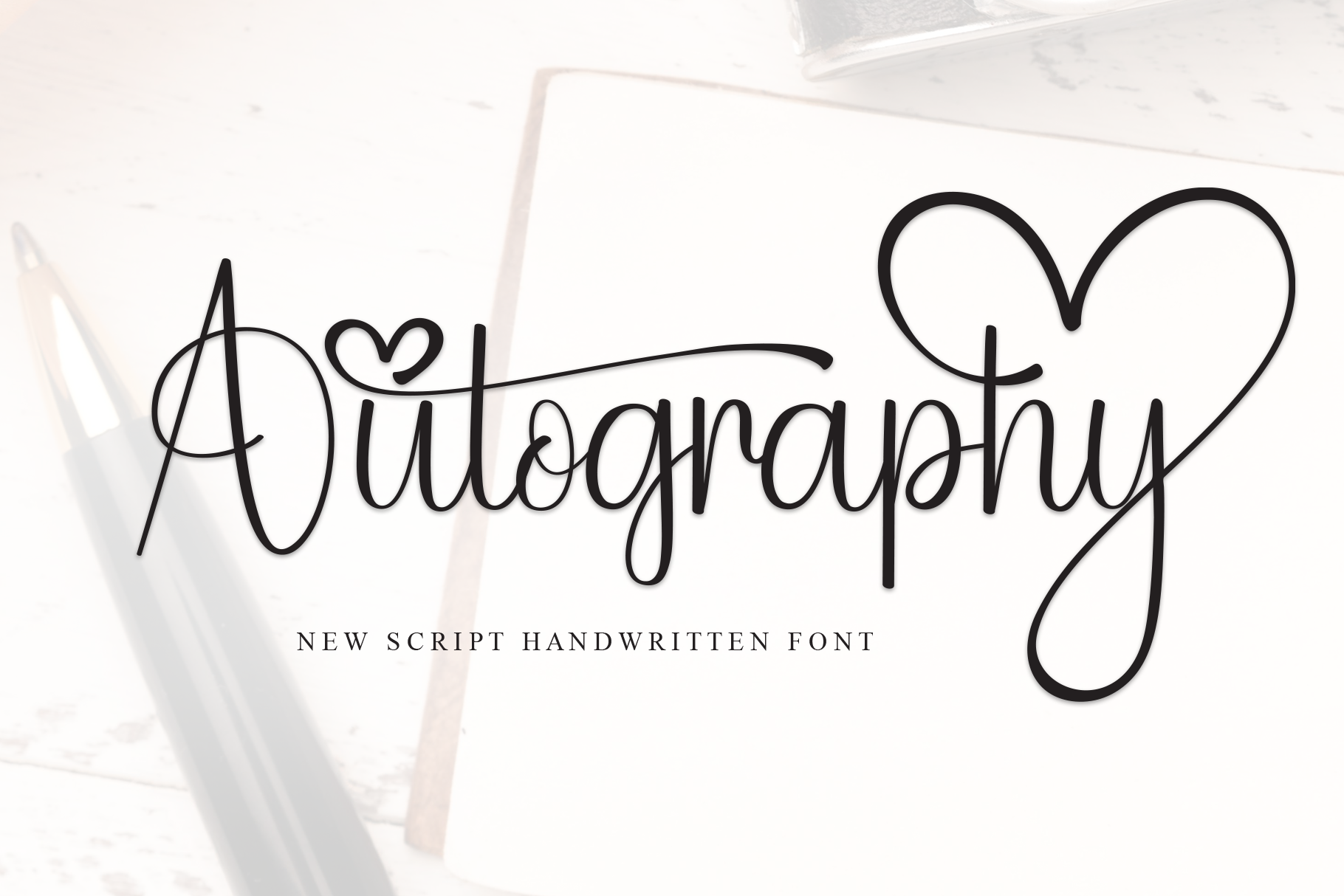 Autography calligraphy script font preview showing balanced elegant letterforms